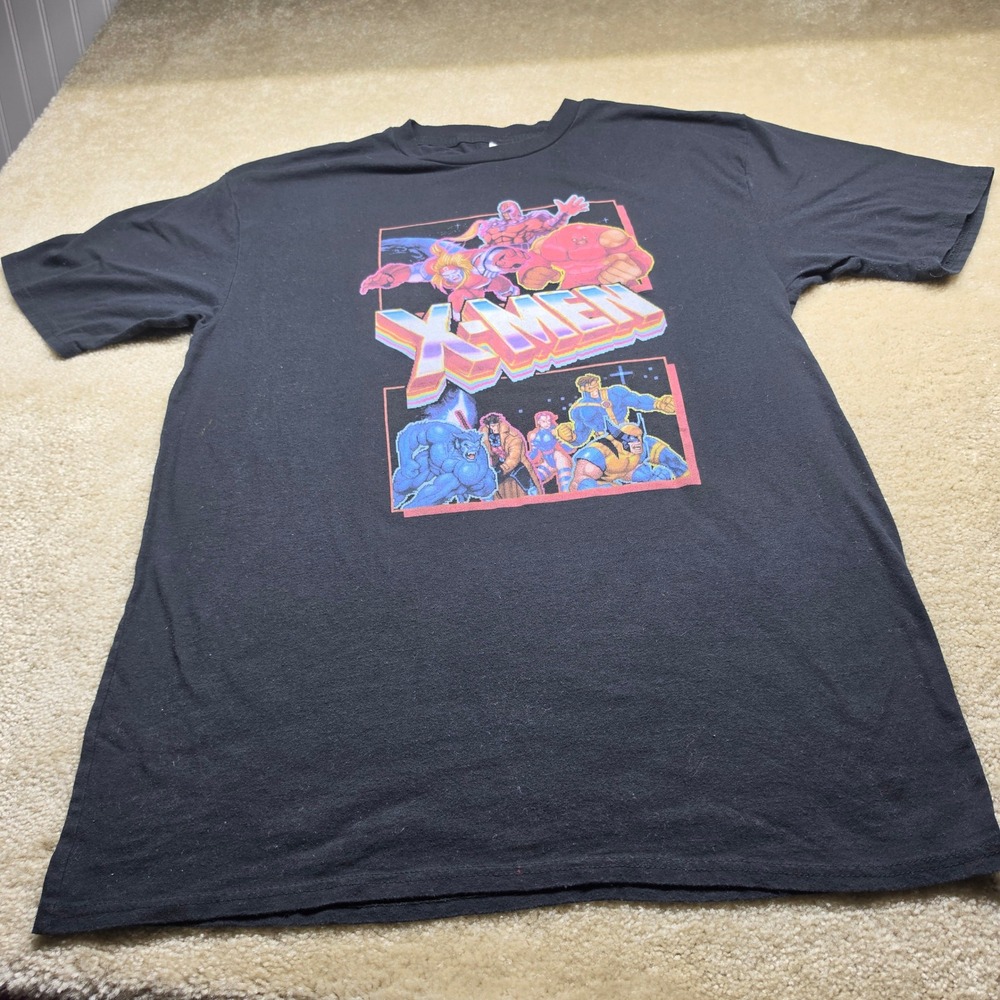 Marvel X-Men Graphic Tee Mens Black Retro Arcade Wolverine Beast T-Shirt